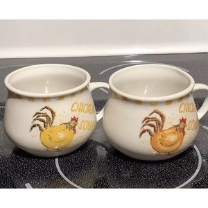 Two retro chicken soup bowls